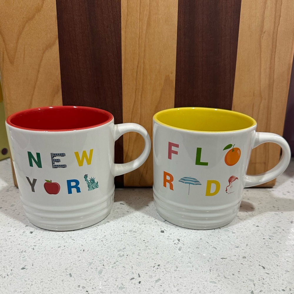Le Creuset Destination New York and Florida Mugs Brand New